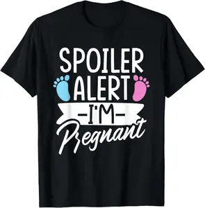100%cotton Spoiler Alert I'm Pregnant pregnancy announcement surprise T-Shirt