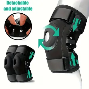 Hinged Knee Brace-Double adjustable X-Strap straps,Removable Metal Hinges & Built-in Side Stabilizers&Knee Joint Patella Fixation-Strong Stability for Use