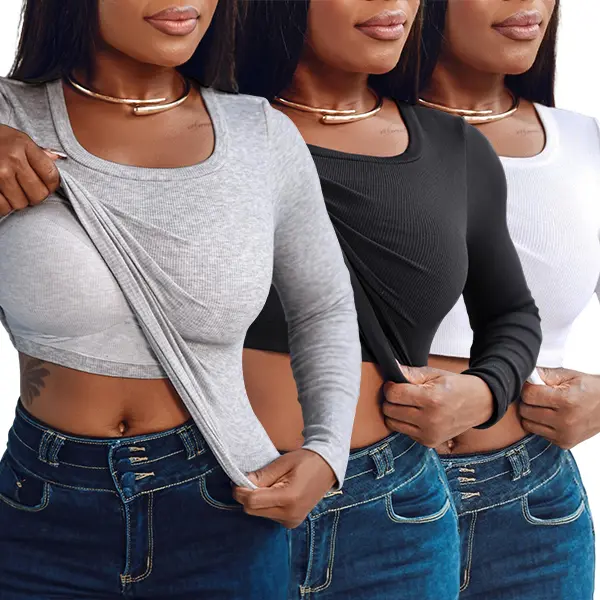 Long Sleeve-Black+White+Gray