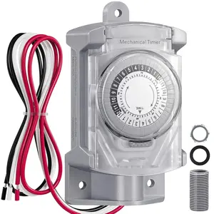 20 AMP 24 Hour Mechanical Timer  for Outdoor Electrical Boxes, 120V Power Control, for  Junction Box, RV Outlet, Driveway, Pool Light,  System, Holiday Decorations