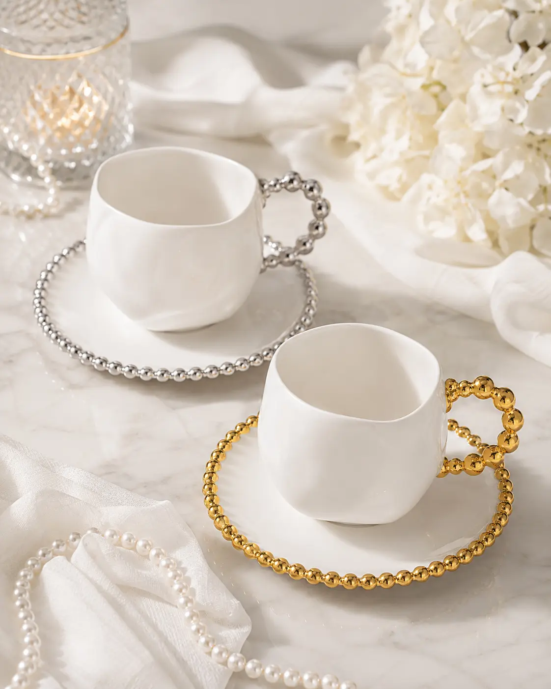 Vintage Pearl Edge Tea Cup & Saucer