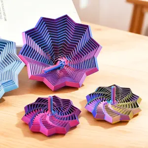 5pcs Multicolor Gradient Spinning Tops, Extended Sensory Relax Star-Shaped Desktop Decor, 3D Printed Octagonal with Handle, Transformable, Suitable for Office and Home, Novelty Relax Item for Adults, Unique Gift Choice for Mother's Day