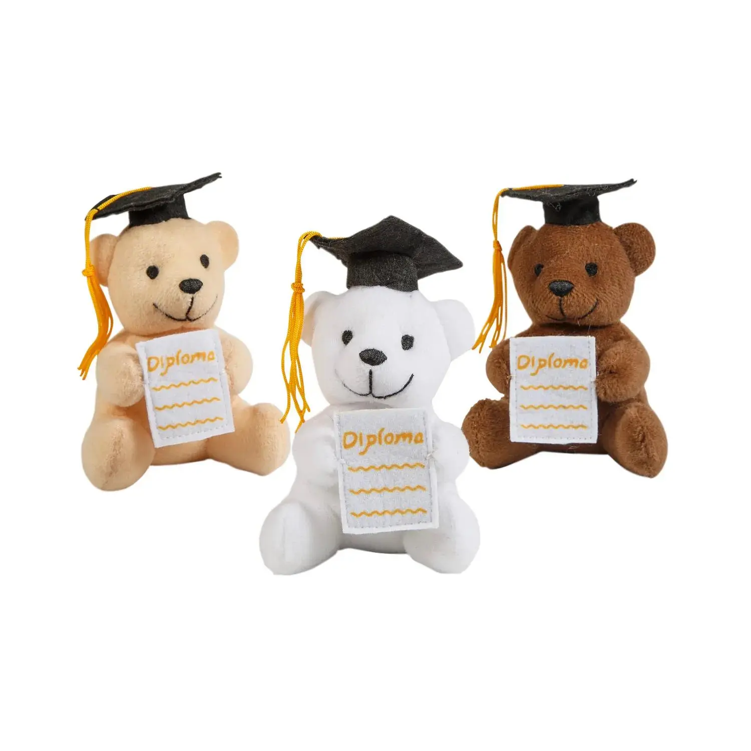 Oriental Trading Company 12-Pc 4 Inches Graduation Stuffed Animals - Multicolor Plush Teddy Bears with Diploma Pocket, Favors for Stuffed Animal Gifts