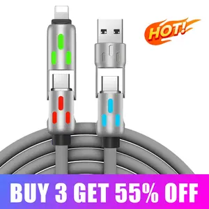 4-in-1 Multi USB Charging Cable -MAX Fast Charging/Charger Cord with USB A+Type C for iPhone 16/15 14 13 iPad Samsung Galaxy MacBook iPad Tablets and More 4 1 charging cable 4-in-1 USB orange  charger cable -max