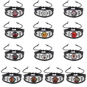 Stranger Things Time Gem Bracelet Woven Leather Cord, Stylish Accessory for Fans, Perfect Gift Idea, Trendy Fashion Jewelry