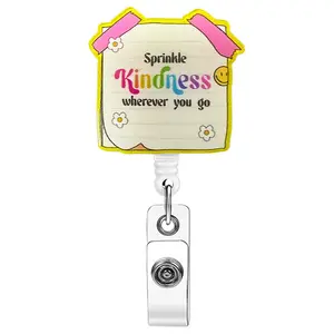 Fun Note Retractable Badge Clip, 1 Count Cute Badge Scroll Badge Clip, Nurse Badge Reel, ID Card Pack, Suitable for Students Office Staff Doctors Nurses Teachers