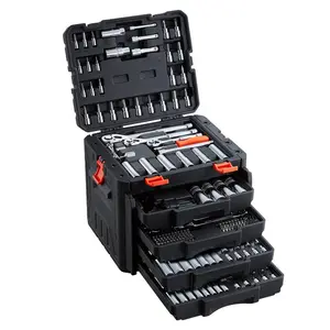 fathersdaygift VEVOR Mechanics Tool Set, 297-Piece Mechanic Tool Kit, 1/4 in, 3/8 in, and 1/2 in Drive, SAE and Metric Socket Set, Wrenches, Screwdriver Bits, Accessories, and Storage Case, for Automotive Repair