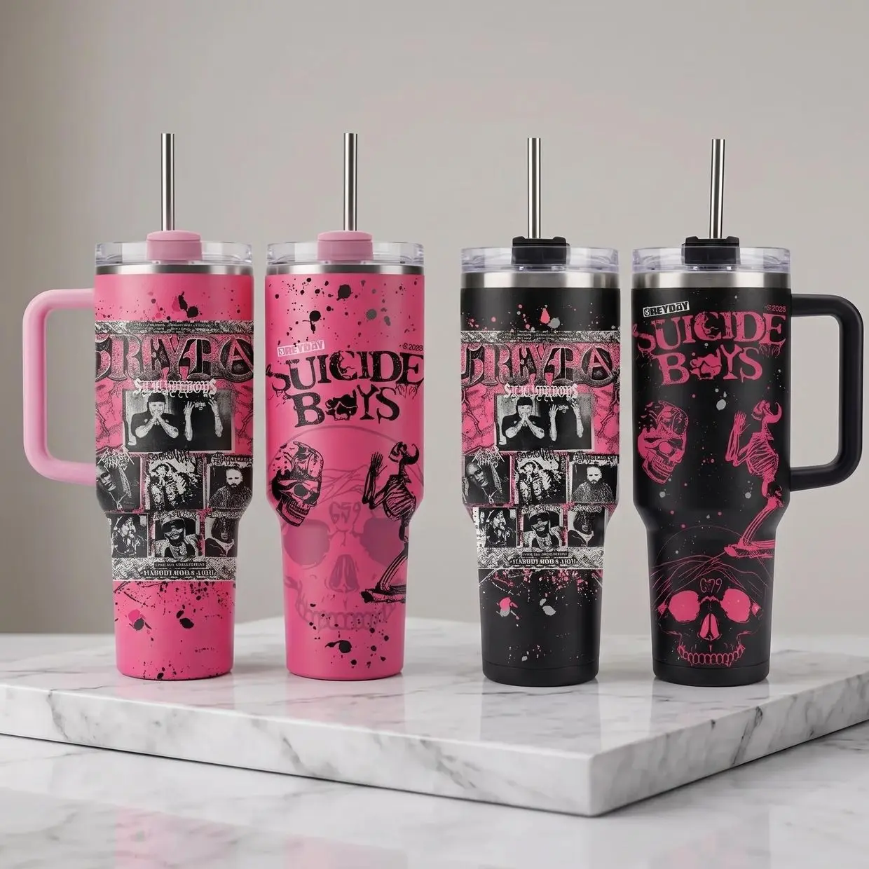 $ui..cideb0y Greyday 2026 – North American Tour Inspired 40oz Tumbler With Handle, Insulated Travel Cup With Straw