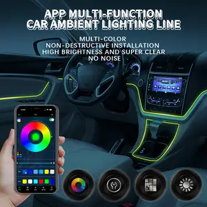 【Denvosi】Interior Car LED Strip Lights with App Control, RGB 5-in-1 Ambient Lighting Kit, 275 Inches Fiber Optic, 16 Million Colors, 29 Modes, Syncs with Music, Fits All Vehicles Super Clear No Noise High Brightness