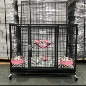Brandnew HD Dog Kennel Crate Cage W/ COMFY PLASTIC FLOOR & Tray & Casters Dimensions: 37”L X 23”W X 30”H