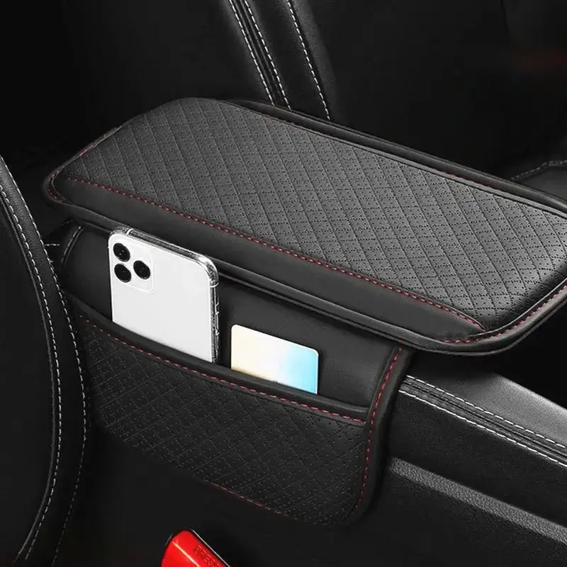 Car Armrest Pad with Storage Bag, Non-slip PU Leather Car Armrest Pad, Universal Car Interior Anti-scratch Elbow Support Pad for Most Vehicles
