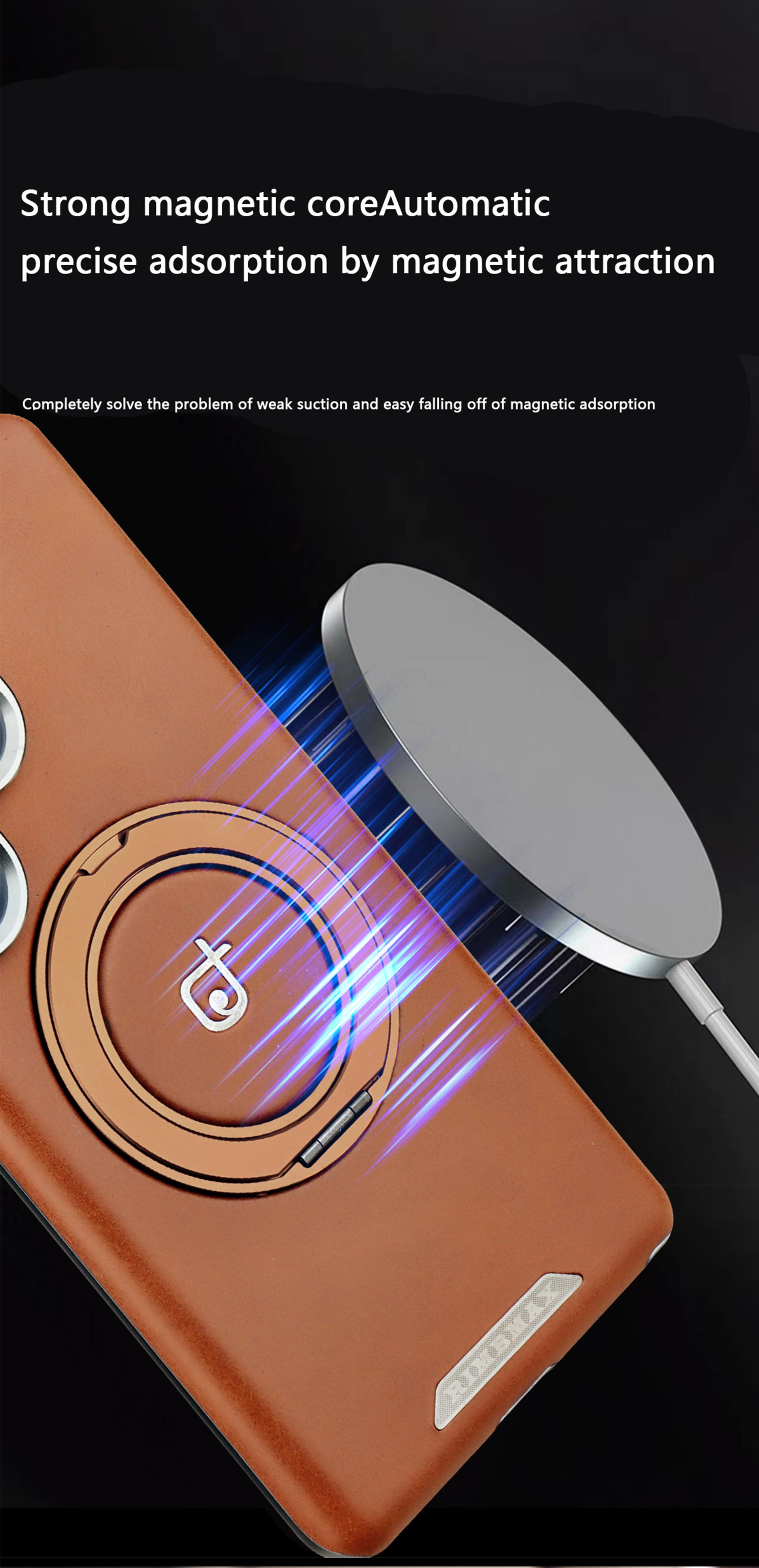 New High-end Leather Texture Magnetic 360° Rotating Stand Phone Case for Samsung Samsung S25Ultra/S24Plus/S23Ultra/S25/S24 Electroplated Plain Leather Full Shockproof Business Protective Cover for Men and Women