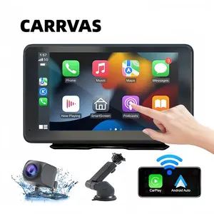 CARRVAS 2026 Model 7-inch IPS Touchscreen Car Audio System with Wireless CarPlay Android Auto Mirror Link Rearview Camera FM Hands-free Calling USB Functions