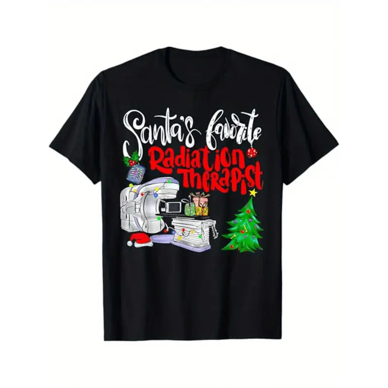 Funny Radiation Therapist Christmas T-Shirt - Radiation Oncology Gift for Doctors, Nurses & Radiologists - 100% Cotton S-XXXL Black Tee with Radiation Symbol & X-Ray Design - Crewneck Tshirt Graphic Tees