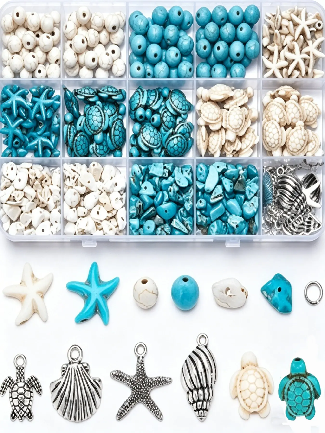 Acrylic Turtle Shell Beads, Bohemian Sea Turtle Starfish Pendant, Summer Hawaii Ocean Charm, Jewelry Making Kit, DIY Craft Supplies, DIY Craft Embellishments, DIY Beading Accessories