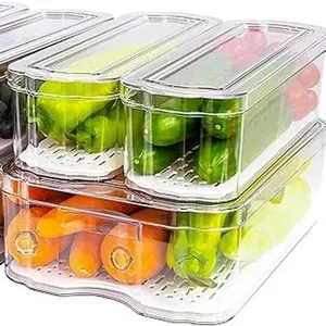 Organizers and Storage, 6 Pack Clear Freezer Organizer Bins with Lids for Kitchen, Pantry, Refrigerator, Food, Fruit, Vegetable Storage