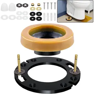 Toilet Flange Repair Kit with Wax Ring for Toilets Install or Leaking Toilet Wax Ring Replacement Kit Include Mounting Hardware Fits 3-inch or 4-inch Waste Lines