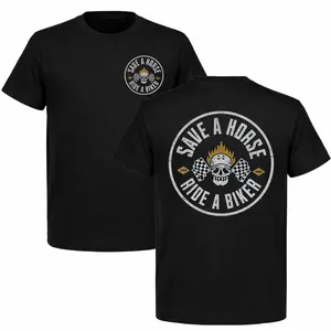 Save A Horse Ride A Biker Graphic Tee T-Shirt for Women Vintage Washed Biker Shirt Motorcycle Shirt Bike Week Shirt Summer Streetwear Casual Oversized Cotton Top Perfect for Casual Wear or Special Occasions Trendy Skull Print Tee