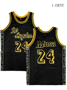 Boyfriend Style Men's #24 Snake Skin Basketball Jersey, Breathable Sleeveless Pattern Printing, Letter Embroidery Sweatshirt Training Competition Sports Uniforms Suitable For Summer