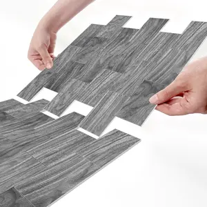 10/20PCS AST-L Herringbone Dark Grey Wood Grain Peel and Stick Tile Stickers, Thick PE Frosted Waterproof Self-Adhesive Wall & Floor Decor