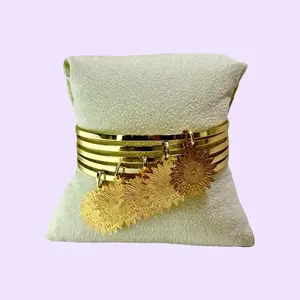 Oro y miel semanario oro laminado y trae 5 pulceras Glossy Bangle Elegant Bangle