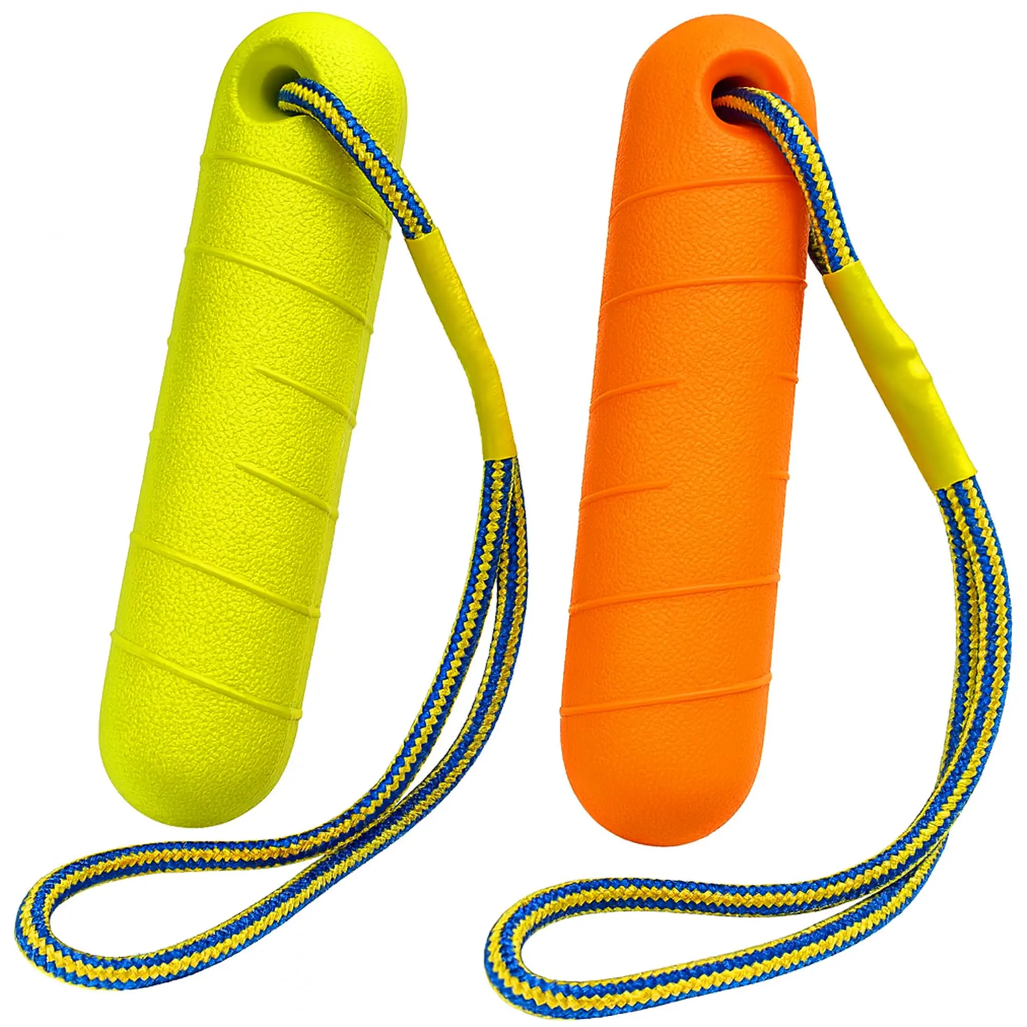 Ruffify Floating Dog Toys (2 Pack) – EVA Dog Bumper Throw Stick for Water Training Fetch & Retrieving, High Visibility Orange & Green with Rope Handle, Ideal for Beach, Diving, Pool & Outdoor Play