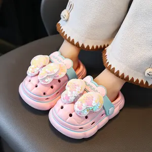 [Cute Princess Clogs] Soft & Comfortable Princess EVA Clogs |     1-2 Year Olds' Cute Pink Starry Design, Low-Top Beach Sandals, Non-Slip Summer Slippers with Decorative Toe Cap, Youngsters Beach Shoes