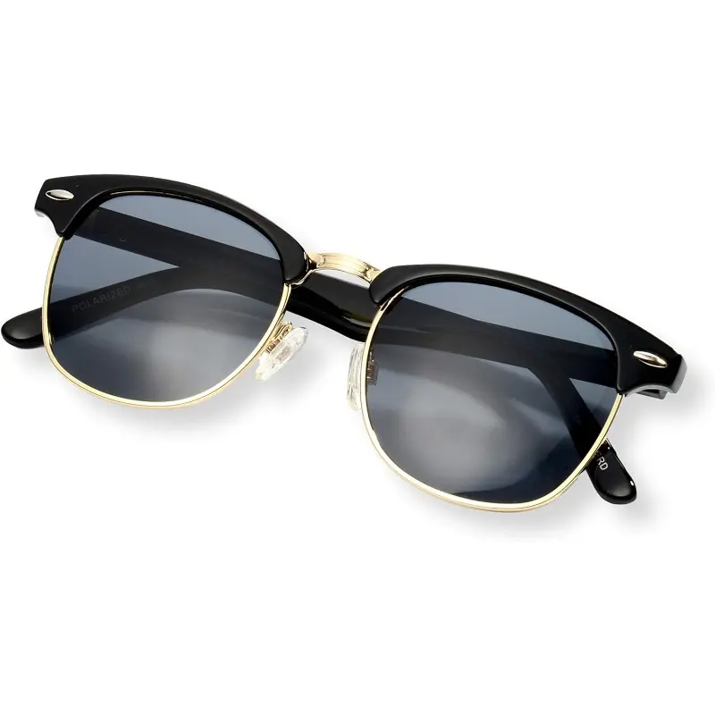 Men's Polarized Pilot Sunglasses, Classic Semi-Rimless Style with Lightweight Frame and 100% UV400 Protection Lenses, Aviator Sunglasses, Vintage Sunglasses
