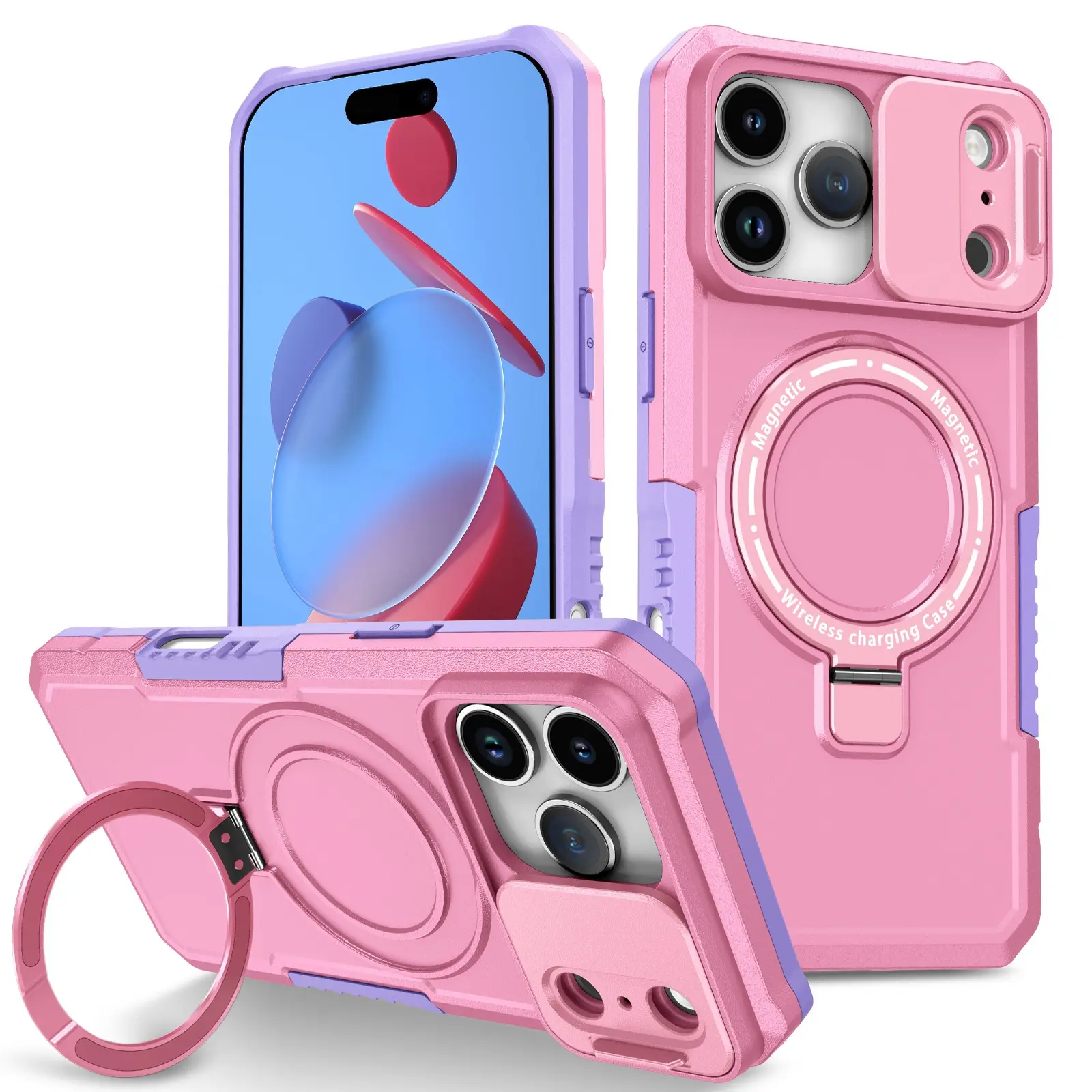Magnetic Suction Sliding Window Bracket, MagSafe Anti-Drop Protective Shockproof Smartphone Accessory Compatible with iPhone 17 Pro Max Slide Lens Cases & iPhone 16/15/14 Pro Max Devices