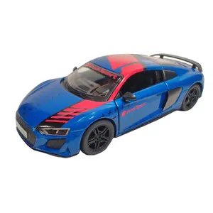 KINSMART 1:36 Scale 2022 Audi R8 Coupe Livery Edition Die-Cast Metal Model with Openable Doors Blue Collectible Car Officially Licensed