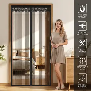 Mesh Mosquito Door Curtain, Breathable Magnetic Closure Door Curtain, Outdoor Screen Fence, Easy To Clean