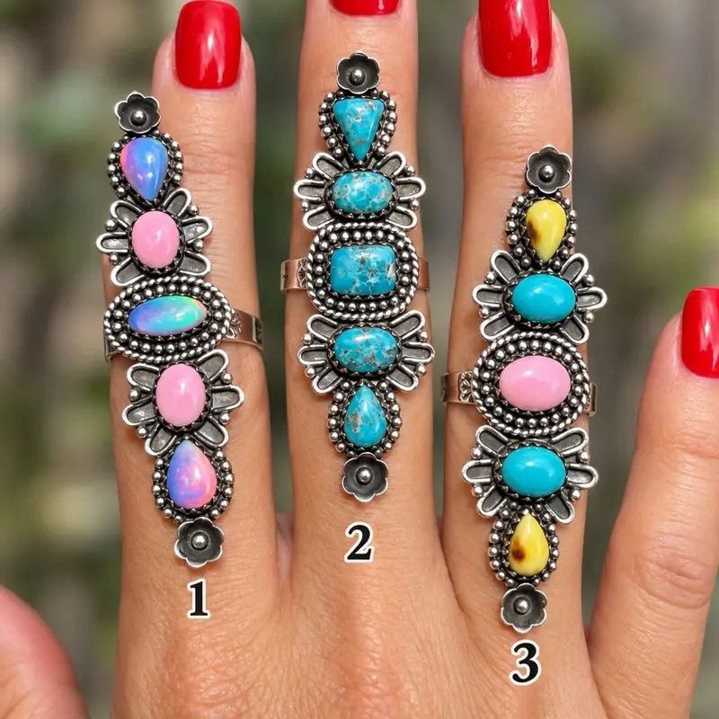 Crawler Gemstone Sterling Silver Rings