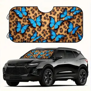 1pc Blue Leopard Cheetah Print Car Sun Visor with 4 Suction Cups - Front Windshield Shade Suitable for /Trucks, & Glare,, Install/Remove