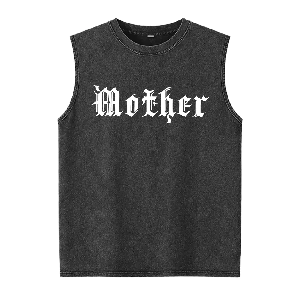 Graphic Washed Vest - Mother Gothic , trendy alternative metal core , old english mother , ov