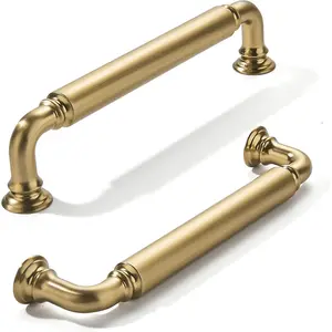 10-Pack Champagne Bronze Heavy-Duty Solid Cabinet Pulls, 5 Inch (128mm) Hole Center, Satin Brass Drawer Pulls, Cabinet Hardware Suitable for Kitchen Cabinets, Bathrooms and Dressers