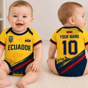 Custom Ecuador 2026 World Soccer Baby Suit, Personalized Name Number Baby Romper, Soccer Uniform Kit, Gifts For Newborn ECJ NBH