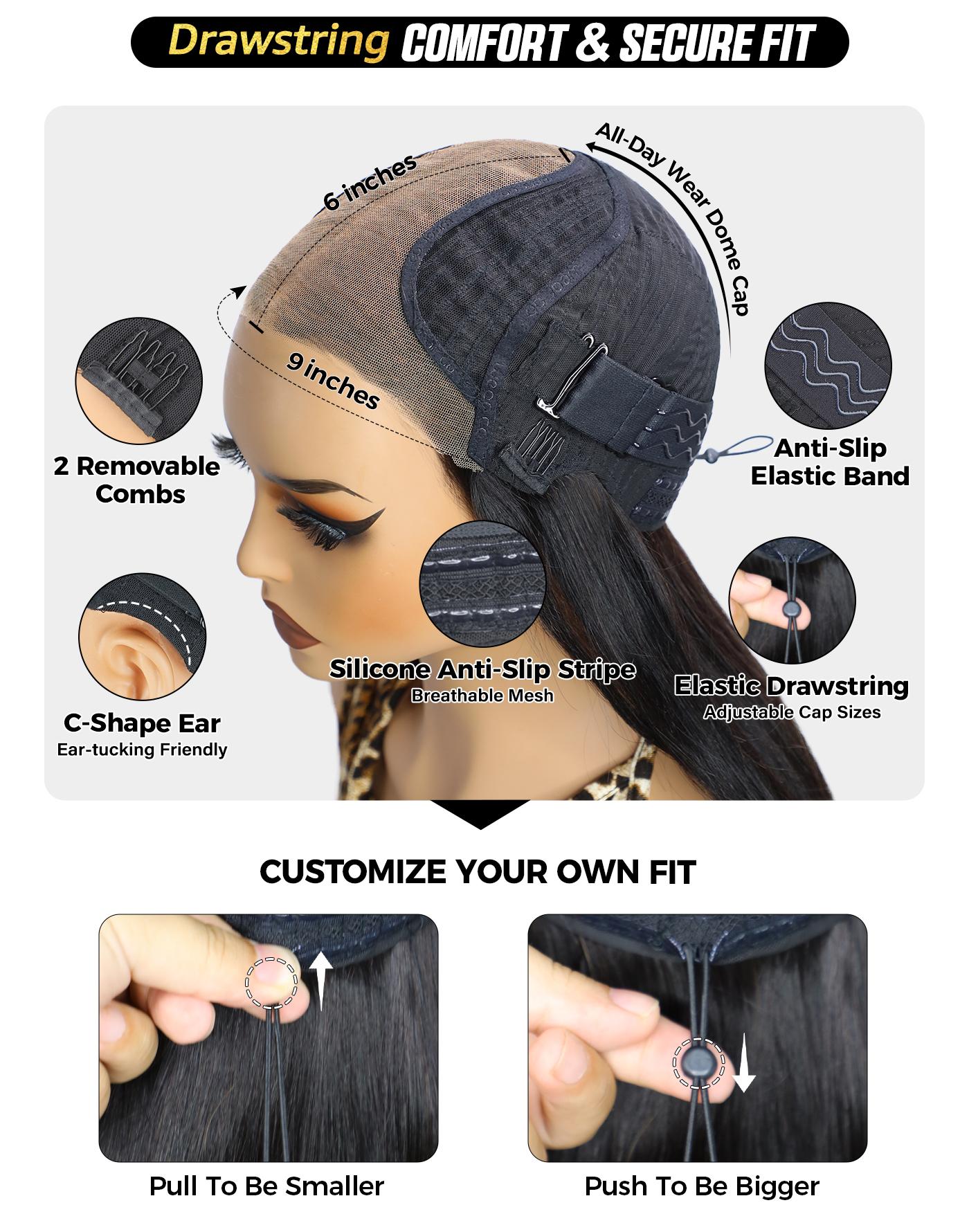 OQ HAIR 220% Density Pre Cut 9x6 TPart Lace Water Wave Wear Go Glueless Wigs With Drawstring Pre Plucked With Natural Hairline