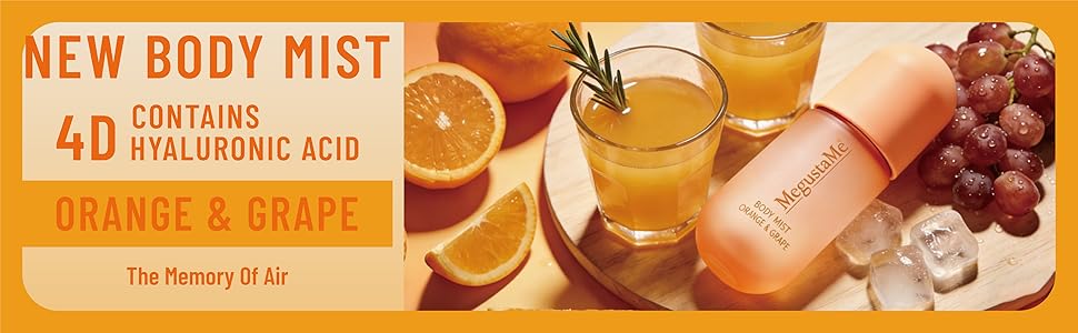 Orange & Grape Body Spray for Women, Long Lasting Citrus Fruits Perfume Mist, Paraben Free Phthalate Free, Lightweight Non-Sticky Gentle Skin Safe Daily Fragrance, Travel Size 3.38 fl oz