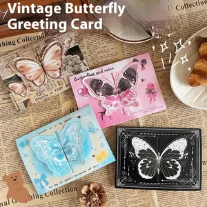 FuRise 14 PCS FuRise 3D Butterfly Greeting Cards Set of 14 with Envelopes, Vintage Foldable Blessing Cards, Cute Romantic Gift Cards for Birthday Christmas Valentine
