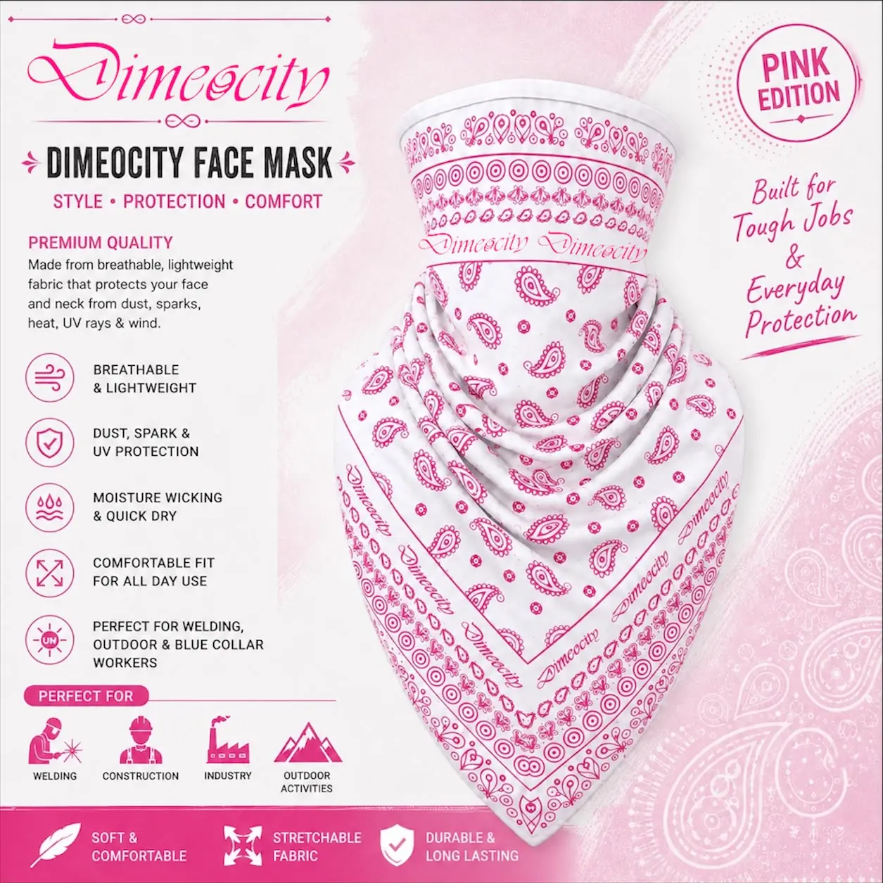 White/Pink Face Mask