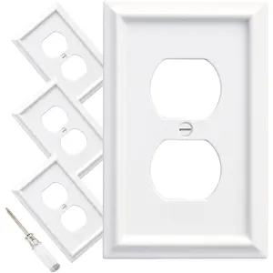 Wall Plates Duplex Outlet Covers, Classic White Light  Cover -   Fiber Electrical Outlet Cover Plate Variety of 13 Styles: Toggle/Combo (1 Gang Duplex 4 Pack, White)