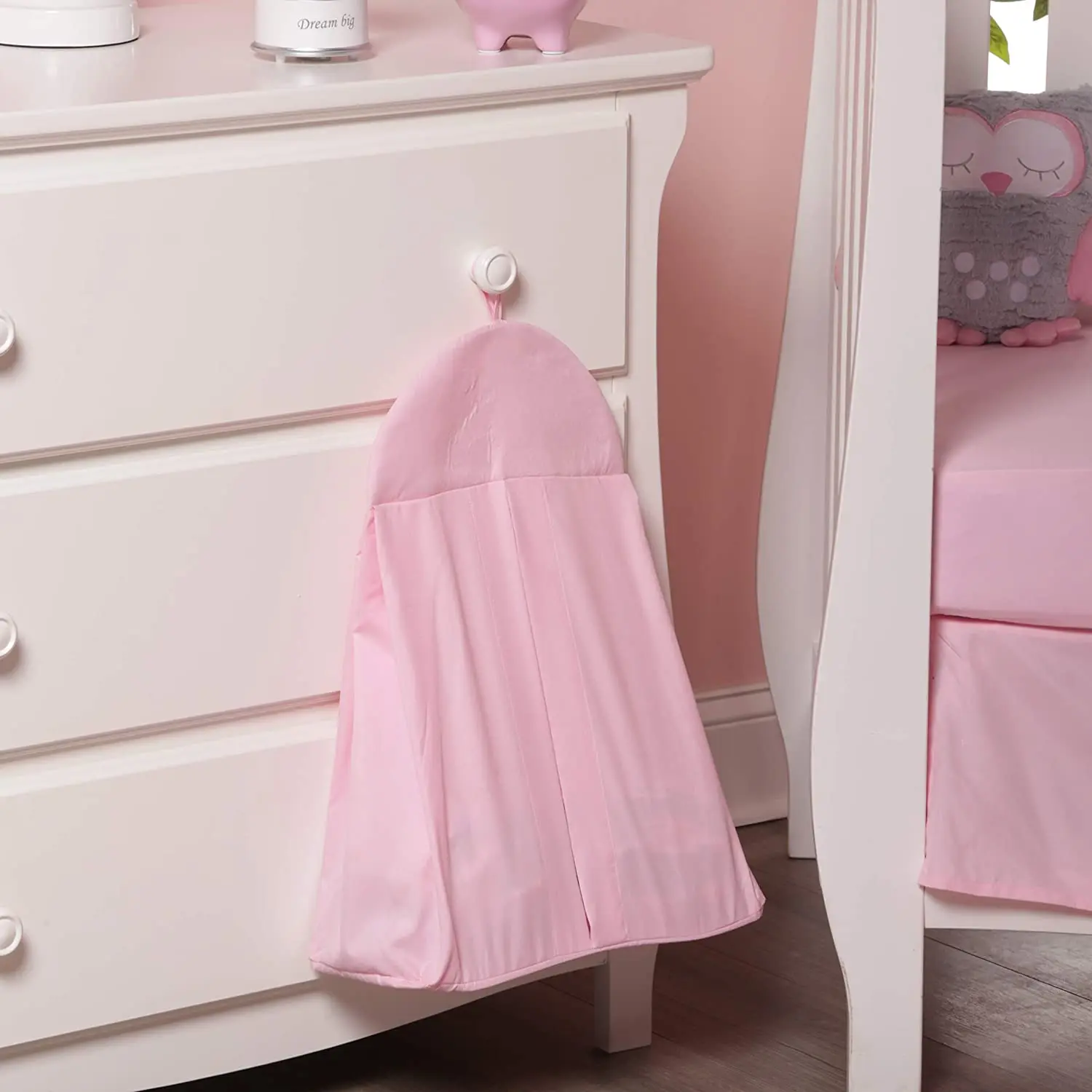 Everyday Kids Hanging Pink Diaper Stacker – Portable Nursery Organizer for Changing Table