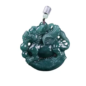 Natural A-grade Jade Ruyi Domineering Qilin Jade Pendant Elegant Men's Hollow Jade Necklace Women's Pendant
