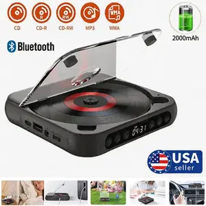 Portable Bluetooth Compatible CD Player with Hi-Fi Sound Wireless & Wired Playback Rechargeable Small CD Players for Travel Home Car (Black)
