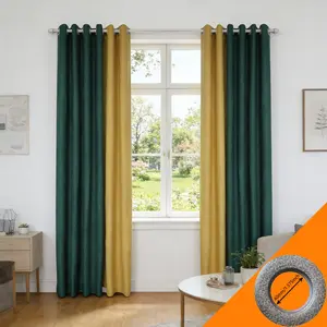 2pcs Nordic Style & Turmeric Dual Color Blockout Curtains, Living Room Full Sunblock UV Protection, Bedroom Hole Punch Soundproof Curtains