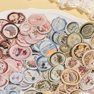 Spring Series Embossed Wax Sticker Pack, Art Stickers, 6 Designs, Decorative Adhesive Decals, Scrapbook Materials, Perfect for Scrapbooking & Crafting