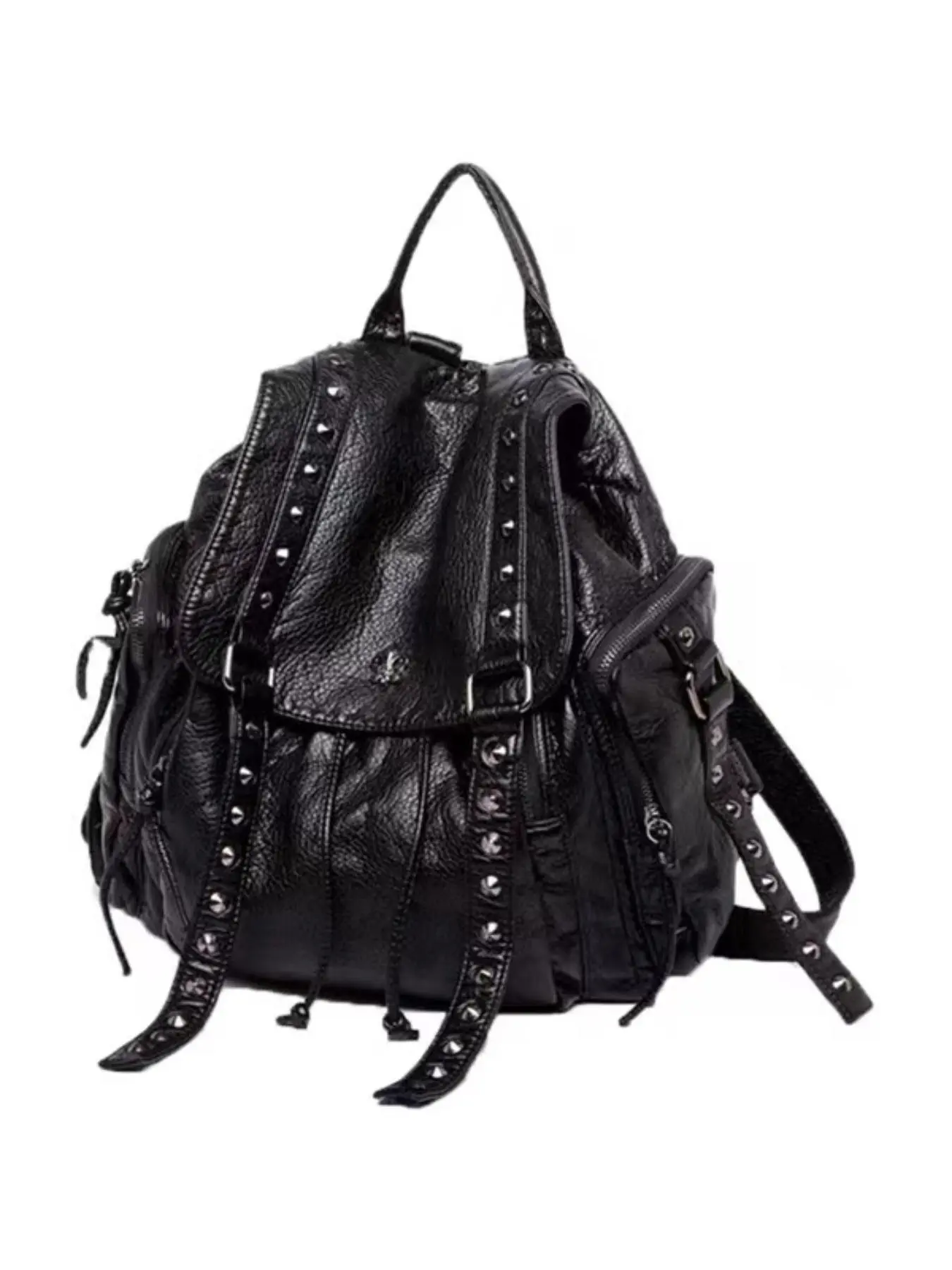New Trendy Rivet Design Versatile Women's Solid Color Fashion Backpack, Large Capacity Bag for Travel & Outdoor Sports, All Seasons Use