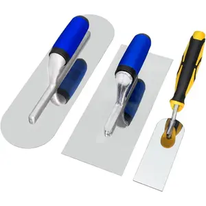 Concrete Tools Set Stainless Steel Flat Finishing Trowel (11" x 4.3") and Pool Trowel (14" x 4") and Margin Trowel (6" x 2") Drywall Cement Plastering Masonry Construction Hand Kit