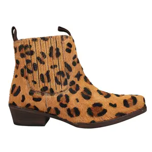 ROPER Womens Dustt Ii Leopard Square Toe Pull On Casual Boots Ankle Low Heel 1-2" - Brown