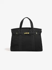 Canvas Handbag High-End Colorblock Handbag Large Capacity Commuter Versatile Tote Bag, Stylish and Durable Shoulder Bag